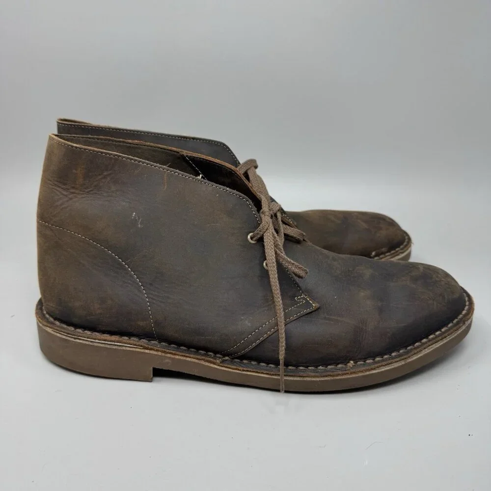 CLARKS Bushacre 2 Dark Brown Leather Desert Chukka Boots Men's Size 13 WIDE